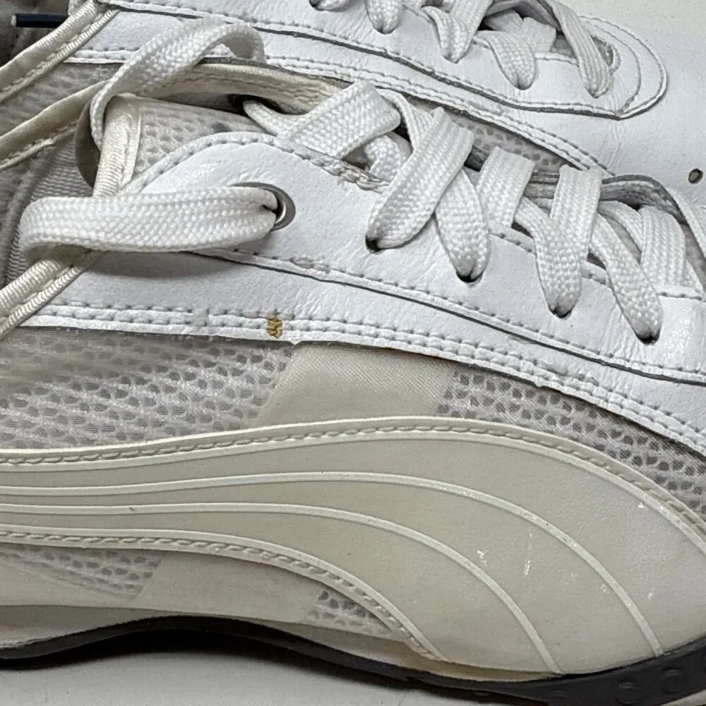 Puma Lillea Shoes Womens 8 White Leather Mesh Lightweight Casual Retro Sneakers